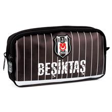 Beşiktaş Suni Deri Üzerine İnce Çubuk Desenli Erkek Çocuk İki Bölmeli Kalem Çantası - ME25355