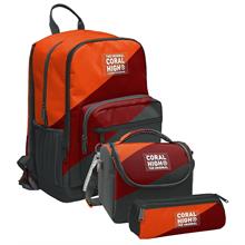 Coral High İlkokul ve Ortaokul Okul Çanta Üçlüsü - Erkek Çocuk, Turuncu Bordo Gri Renkli