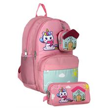 Cennec UMT5051+UMT5053 Sırt Çantası ve Kalemlik Seti (Pembe Yeşil - Unicorn - Kız Çocuk)