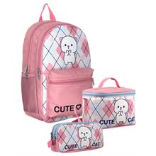 Cennec SETUMT5024A Üçlü İlkokul Çanta Seti (Beyaz Pembe - Love Cute Cat - Kız Çocuk)