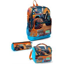 Coral High Kids Mavi Turuncu High Wheels Truck Desenli 3 lü Okul Çanta Seti SET0123778 - Erkek