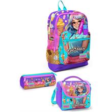 Coral High Kids Lila Turkuaz Dondurma ve Anime Desenli 3 lü Okul Çanta Seti SET0123773 - Kız