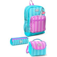Coral High Kids Turkuaz Pembe Çizgili 3 lü Okul Çanta Seti SET0123771 - Kız