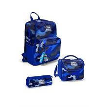 Coral High Lacivert Saks Kamuflaj Desenli 3 lü Okul Çanta Seti SET0123689 - Erkek