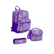 Coral High Mor Beyaz Geometrik Desenli 3 lü Okul Çanta Seti SET0123683 - Kız