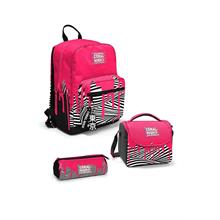 Coral High Pembe Siyah Beyaz Desenli 3 lü Okul Çanta Seti SET0123678 - Kız