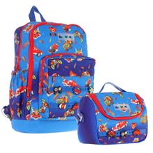 Kaukko Kids Dört Bölmeli Sırt Çantası ve Isı Yalıtımlı Beslenme Çantası Seti - Erkek Çocuk - Mavi Kırmızı