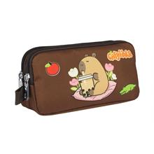 Capybara Erkek Çocuk İki Bölmeli Kalem Çantası - Bej - Kahverengi - 5232