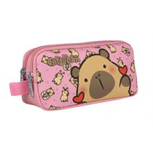 Capybara Kız Çocuk İki Bölmeli Kalem Çantası - Pembe - 5214