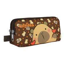 Capybara Erkek Çocuk İki Bölmeli Kalem Çantası - Kahverengi - 5211