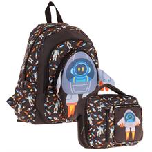 Kaukko Kids 3D Roket Detaylı Okul Çantası (L5264) ve Thermo Beslenme Çantası (L7264) Seti - Erkek Çocuk