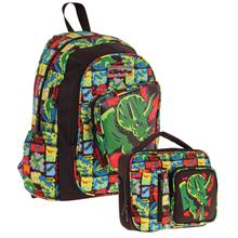 Kaukko Kids 3D Gergedan Detaylı Okul Çantası (L5263) ve Thermo Beslenme Çantası (L7263) Seti - Erkek Çocuk
