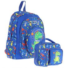 Kaukko Kids 3D Dinazor Detaylı Okul Çantası (L5262) ve Thermo Beslenme Çantası (L7262) Seti - Erkek Çocuk