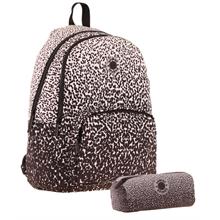 Kaukko Nokta Desenli Siyah Kız Çocuk Okul Çantası ve Kalemlik Seti (KK - K1804+KK - K2715)