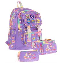 Kaukko Kids Armalı Hobi Desenli Kız Çocuk Üçlü İlkokul Okul Çantası Seti - Mor