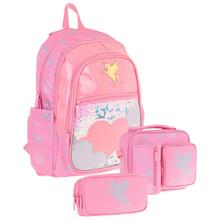 Kaukko Kids Kız Çocuk - Pembe Pullu Bulut Desenli - Okul Çanta Seti (Sırt Çantası+Beslenme Çantası+Kalemlik)