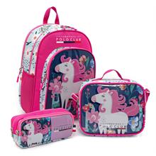 Cambridge Polo Club Unicor Desenli 3 lü Kız Çocuk İlkokul Çanta Seti - Açık Pembe - PLCAN2132