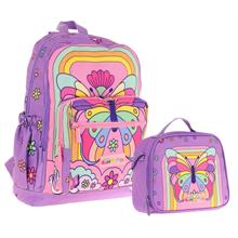 Kaukko Kelebek Baskılı Kız Çocuk Okul Çantası ve Thermo Beslenme Çantası Seti - Mor Pembe (L5248+L7248)