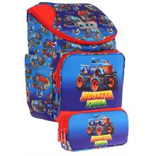 Kaukko Kırmızı Mavi, Monster Truck, Erkek Çocuk Okul Çantası ve Kalem Çantası Seti - L5257+L8257