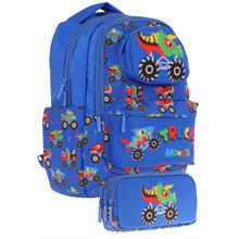 Kaukko Kids Toys Erkek Çocuk Mavi 3D Kamyon Şekilli İlkokul Çantası ve Kalemlik Seti (L5255+L8255)