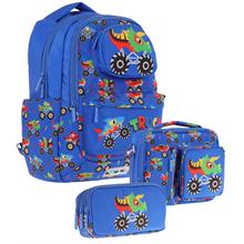 Kaukko Kids 3D Kamyon Şekilli Erkek Çocuk Üçlü Okul Çantası Seti/Takımı - Mavi (L5255+L7255+L8255)