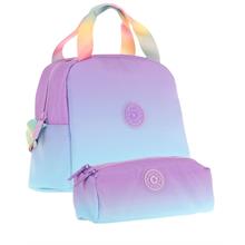 Kaukko Rainbow Beslenme Çantası + Kalemlik Seti Mor Turkuaz, Renk Geçişli, Kız Çocuk