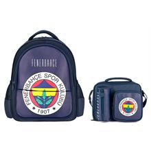 Fenerbahçe Erkek Çocuk Suni Deri Üzerine Arma Baskılı Sırt Çantası ve Beslenme Çantası Seti - SETME25760B