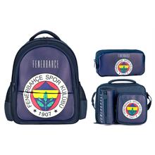 Fenerbahçe Erkek Çocuk Suni Deri Üzerine Arma Baskılı Üçlü Okul Çanta Seti - SETME25760