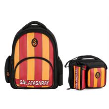 Galatasaray Erkek Çocuk Çizgi Baskılı Suni Deri Sırt Çantası ve Beslenme Çantası Seti - SETME25556B