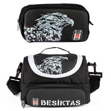 Beşiktaş Erkek Çocuk Kartal Baskılı Beslenme Çantası ve Kalemlik Seti (İkili Set) - ME25392