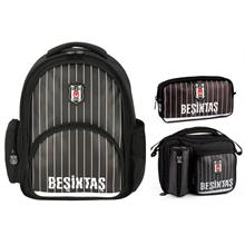 Beşiktaş Erkek Çocuk Çubuk Desenli Suni Deri Üçlü Çanta Seti - 25352