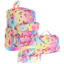 Kaukko Kids Üçlü İlkokul 1.2.3.4. Sınıf Okul Çanta Seti - Mavi Sarı - Kız Çocuk - Silikon Aksesuarlı