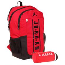 Jordan Air Boston Dört Bölmeli Okul Çantası ve İki Bölmeli Kalemlik Seti - Kırmızı - Laptop Bölmeli