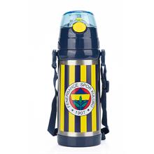 Fenerbahçe Efsane Çubuklu 425 ml Pipetli Çelik Matara/Termos