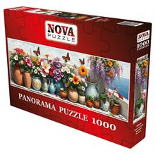 Nova Puzzle 1000 Parça Deniz ve Çiçek Armonisi Panorama Puzzle - Çiçekli Balkon