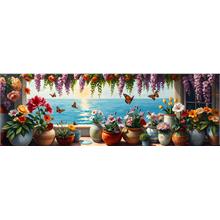 Nova Puzzle 1000 Parça Güneşi Selamlayan Çiçekler Panorama Puzzle - Çiçekler ve Kelebekler