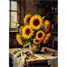 Nova Puzzle 1000 Parça Sarı Renklerin Büyüsü Puzzle - Vazoda Ayçiçekler