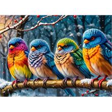 Nova Puzzle 1000 Parça Kar Altında Renk Festivali Puzzle - Dört Minik Kuş