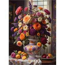 Nova Puzzle 1000 Parça Meyveli Çiçek Kompozisyonu Puzzle - Vazoda Çiçekler ve Meyveler