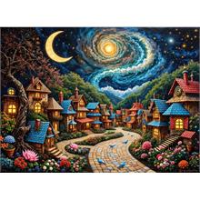 Nova Puzzle 1000 Parça Yıldızların Altındaki Masalsı Köy Puzzle - Fantastik
