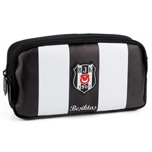 Beşitaş Siyah Beyaz Çubuk Desenli Suni Deri Kalemlik - Kalem Çantası - 25359