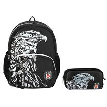 Beşiktaş Erkek Çocuk Kartal Baskılı Okul Çantası ve Kalemlik Seti (İkili Set) - 25390