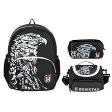 Beşiktaş Erkek Çocuk Kartal Baskılı Üçlü Çanta Seti - 25390 - Siyah Beyaz